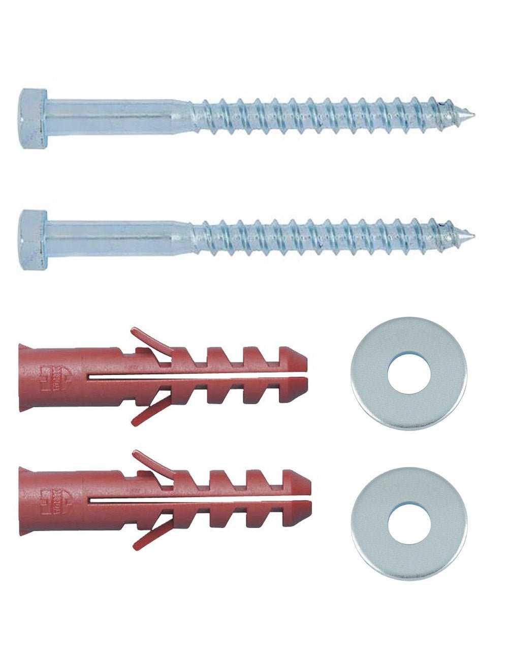 Holzschrauben für Boden - /Wandbefestigung mit Unterlagscheiben und Nylondübel 2x - cross equip