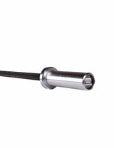 Junior Training Bar 10 kg – Detailansicht der Chrom-Aufnahme mit cross equip Endkappe und Drehlager