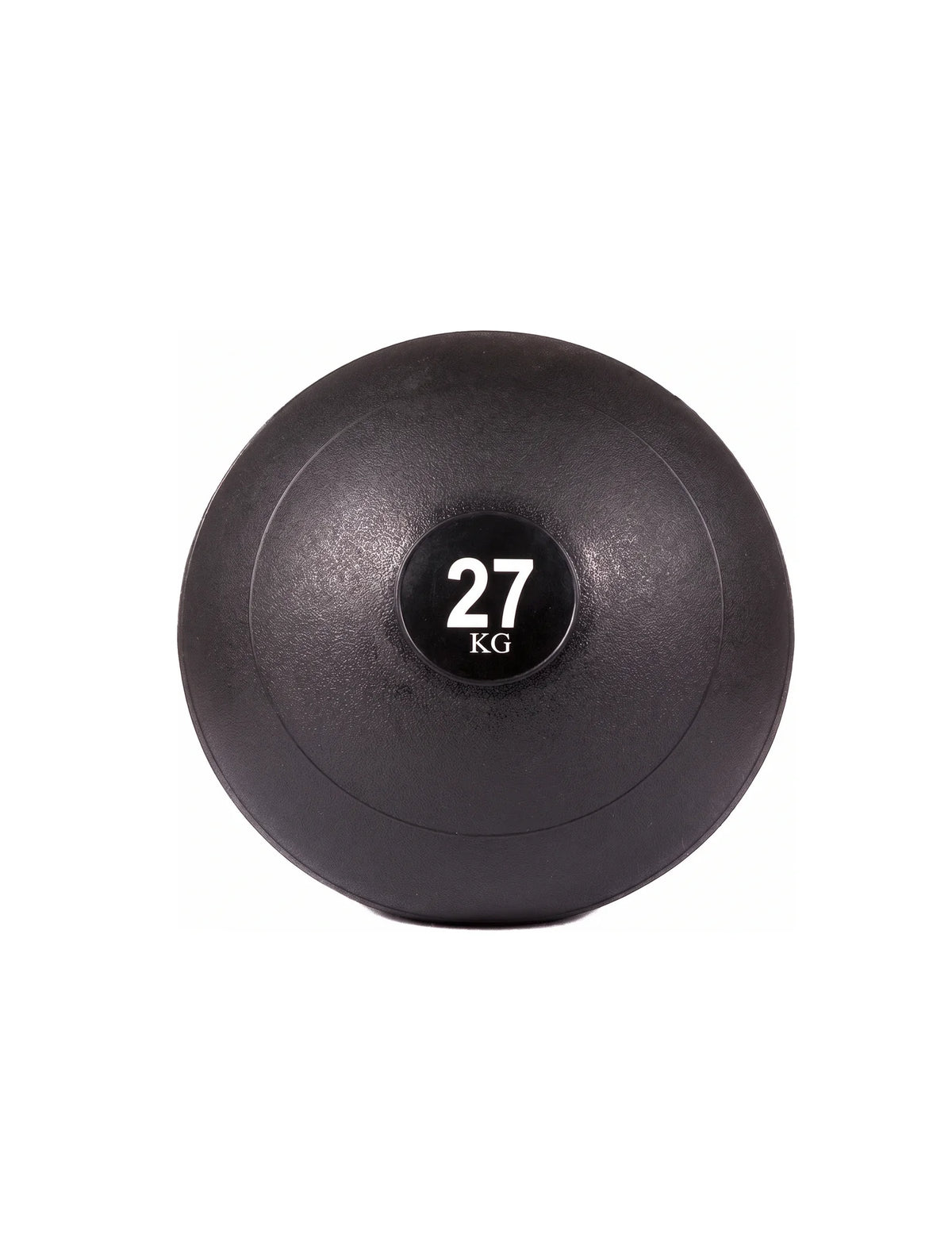 cross equip Slam Ball 27 kg – schwarzer, texturierter Slam Ball mit 27-KG-Gewichtsangabe, Frontansicht auf weissem Hintergrund