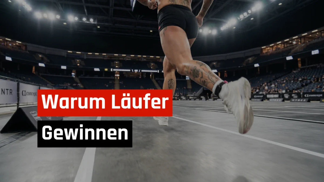 Athletin sprintet in einer Wettkampf-Arena – warum bei HYROX am Ende die Läufer gewinnen