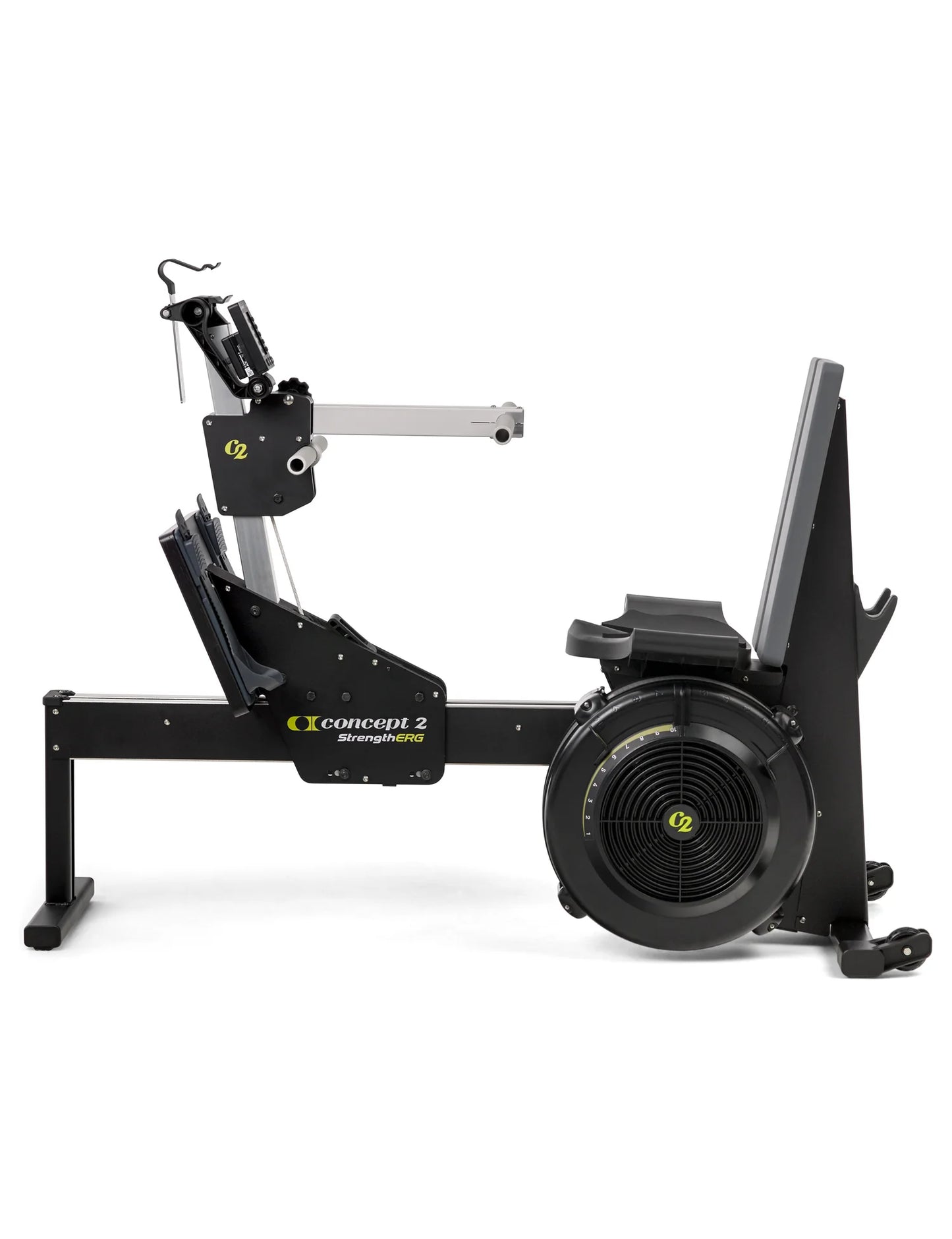Concept2 StrengthErg – Seitenansicht mit PM5-Monitor, Schwungrad und Sitz, Krafttrainingsgerät von Concept2