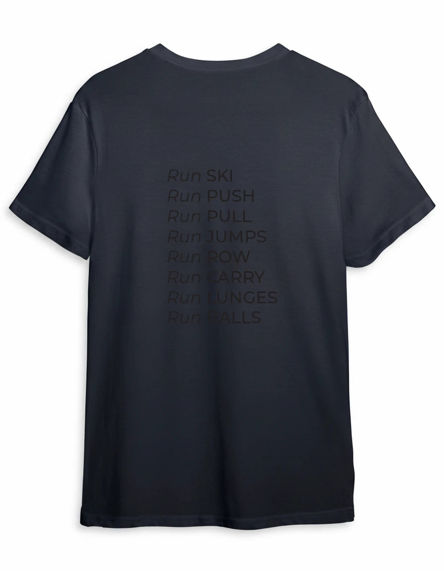 HYROX Movements Shirt in Navy Blau mit Schwarz Druck