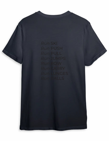 HYROX Movements Shirt in Navy Blau mit Schwarz Druck