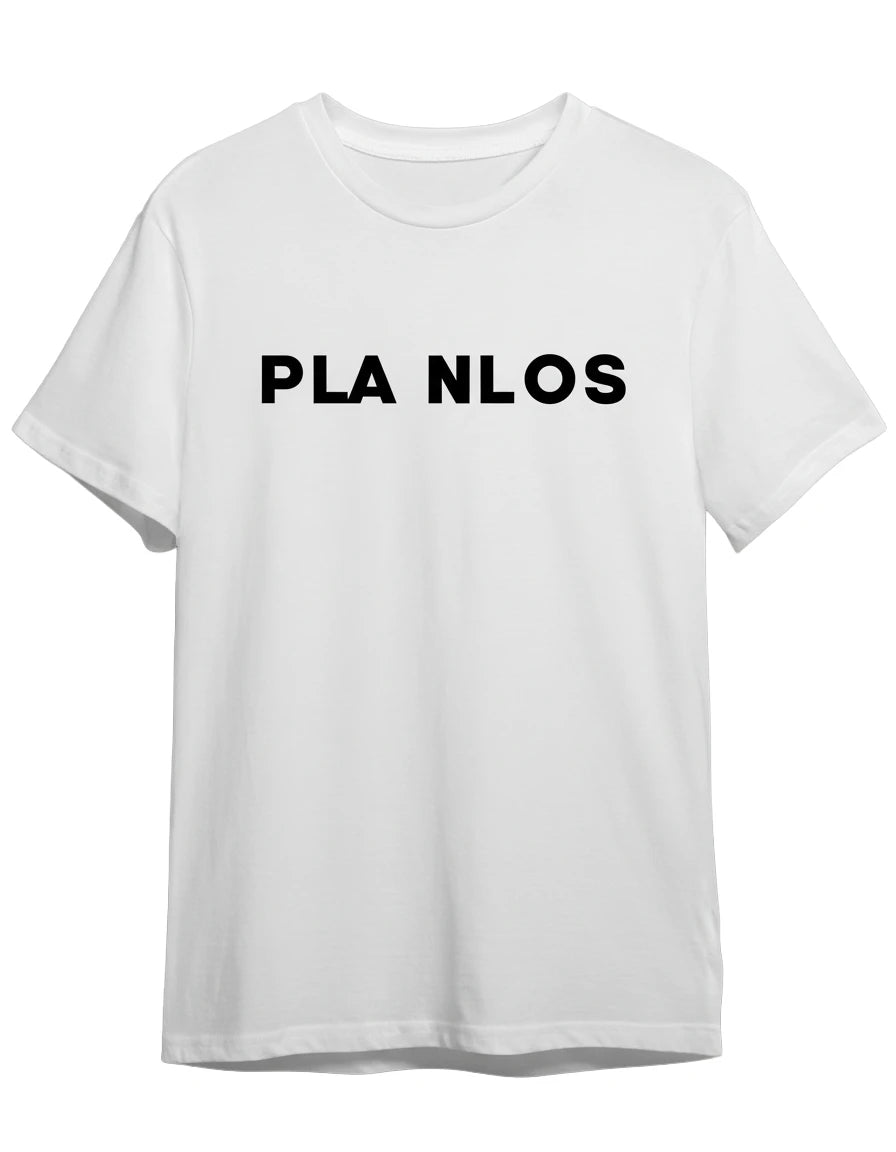 Planlos Shirt in Weiss mit Schwarz Druck