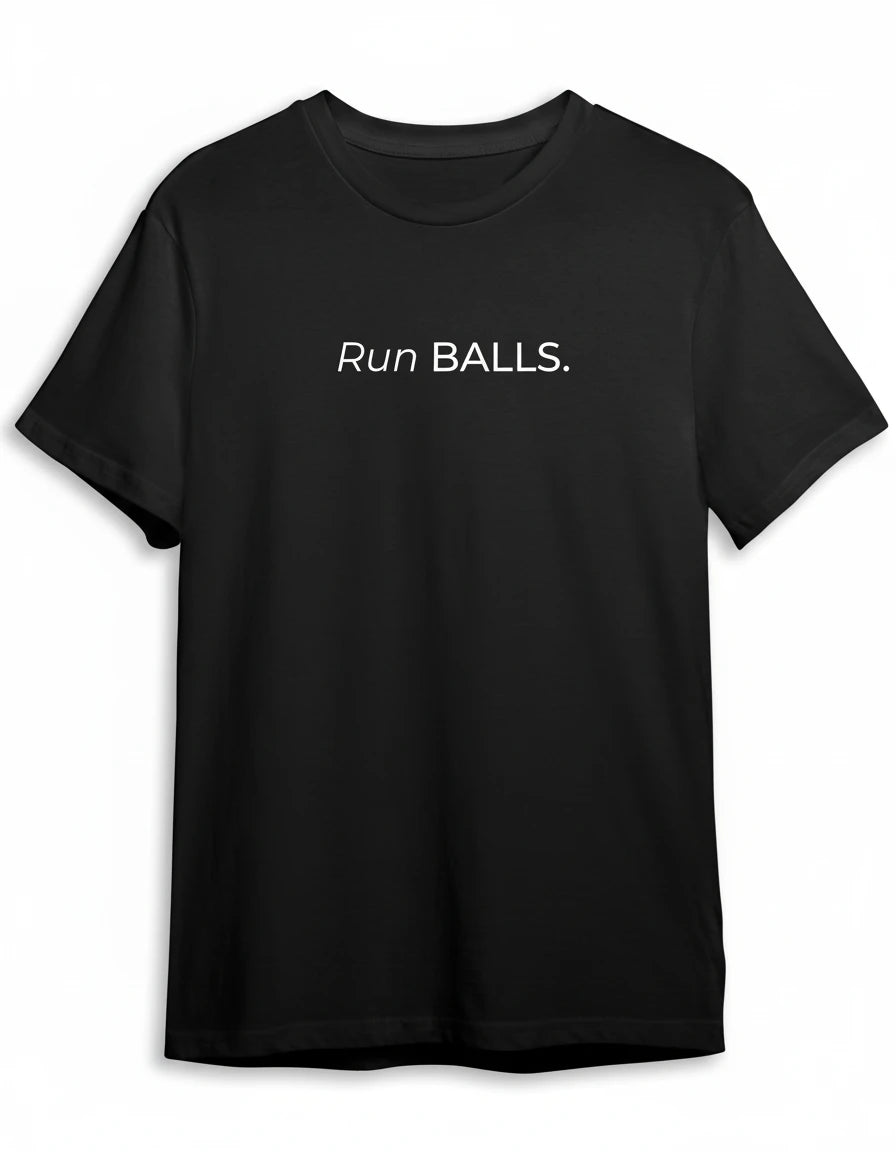 Run BALLS Shirt in Schwarz mit Weiss Druck