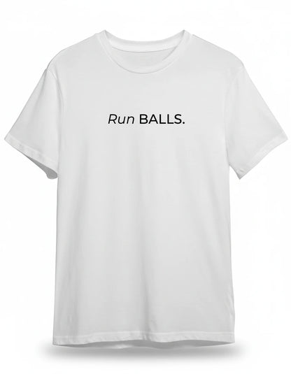 Run BALLS Shirt in Weiss mit Schwarz Druck