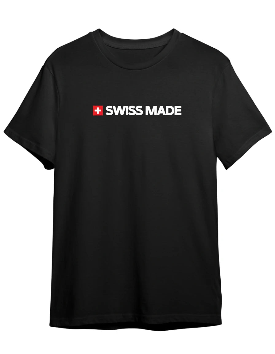 Swiss Made Shirt in Schwarz mit Weiss Druck
