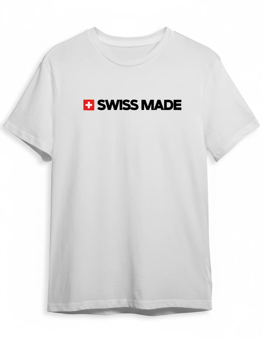 Swiss Made Shirt in Weiss mit Schwarz Druck