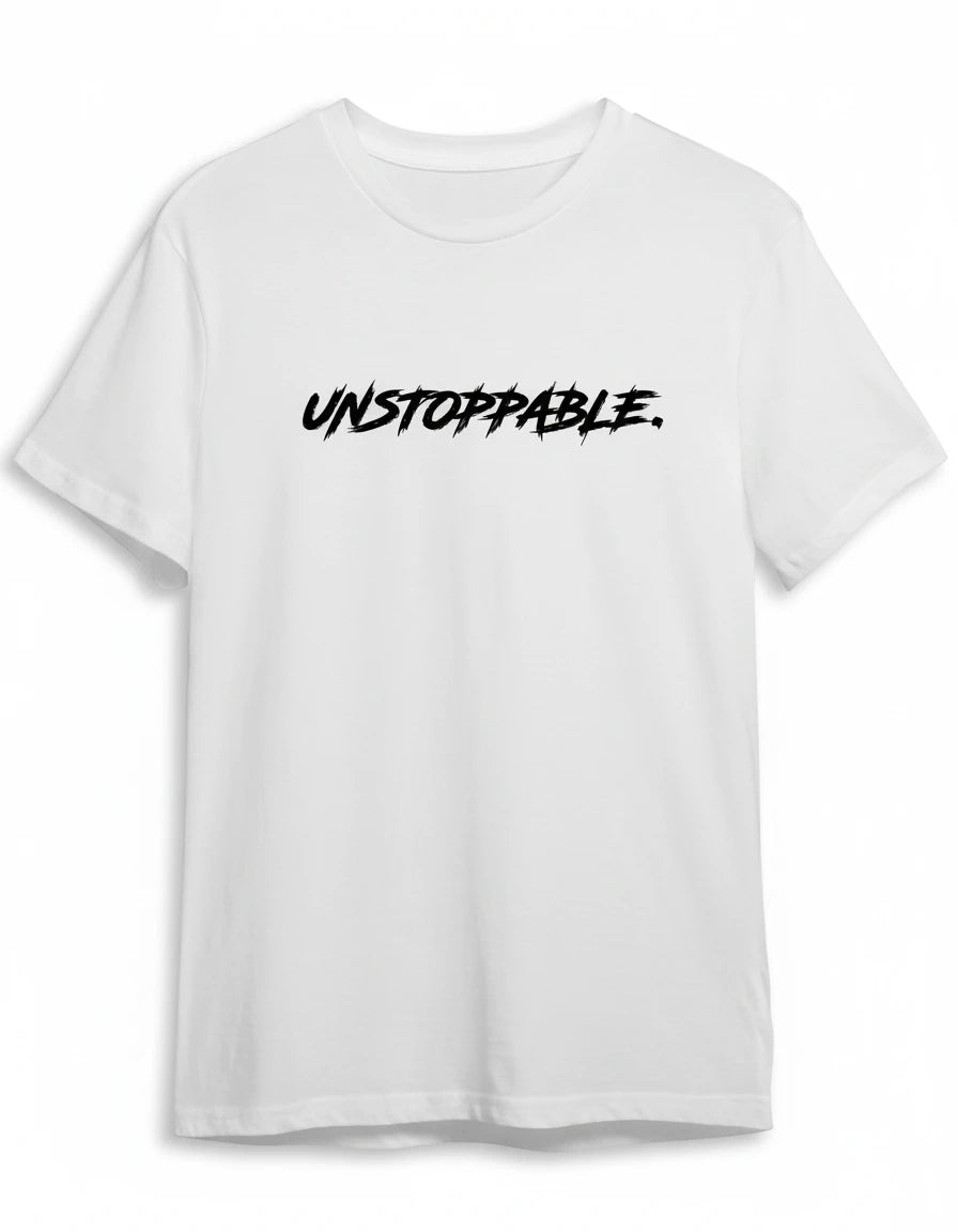 Unstoppable Shirt in Weiss mit Schwarz Druck