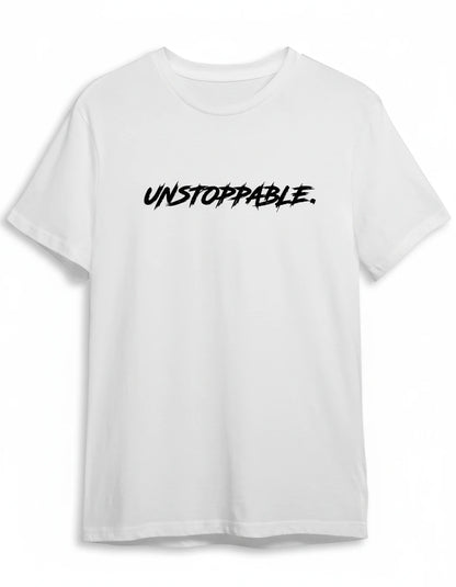 Unstoppable Shirt in Weiss mit Schwarz Druck