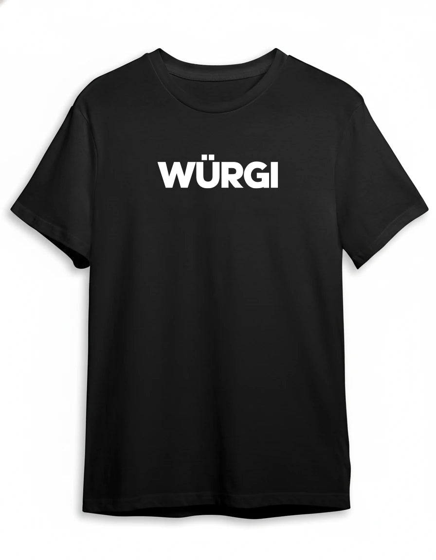 Würgi Shirt in Schwarz mit Weiss Druck