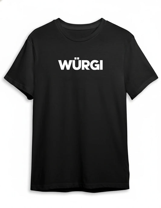 Würgi Shirt in Schwarz mit Weiss Druck