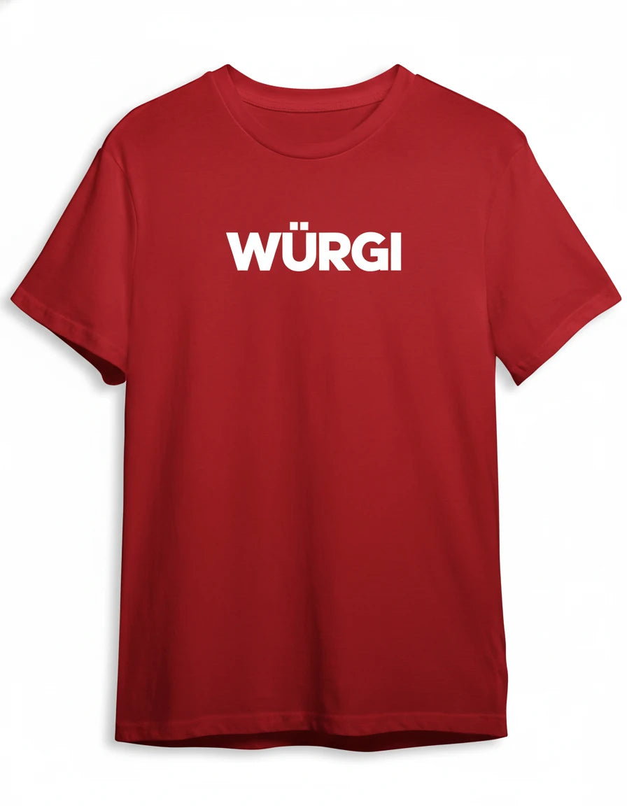 Würgi Shirt in Rot mit Weiss Druck