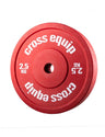 Full Size Technique Plate 2.5 kg von vorne – rote Scheibe in vollem Hantelscheiben-Durchmesser mit weisser Aufschrift cross equip und der Gewichtsangabe 2.5 KG