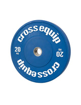 High Grade Color Bumper Plate 20 kg in Blau – farbige Olympic Bumper Plate aus Virgin Rubber mit Edelstahl-Innenring, cross equip