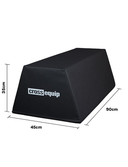 Masszeichnung der grossen Hip Thrust Bench – 90 cm lang, 45 cm breit und 35 cm hoch, mit eingezeichneten Massketten