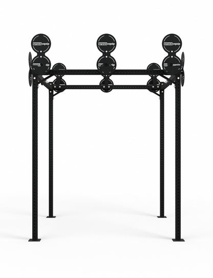 Hyrox Wall Ball Rig mit 8 Targets von vorne.