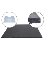 HG PRO CONNECT 25 Tile Gummiboden – 25 mm Bodenplatte mit Detail des Konnektors und des 2-Schichten-Aufbaus (23.5 mm Basis, 1.5 mm Oberfläche)