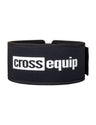 Multisport Lifting Belt aus schwarzem Neopren, frontal – über den ganzen Umfang gleich breite 10 cm, weisser cross equip Aufdruck, rechts der Klettverschluss