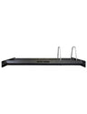 Plate / Ball Storage Shelf – Frontansicht der schwarzen Stahl-Ablage mit verchromten Trennbügeln und cross equip Logo