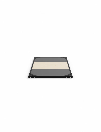 Lifting Plattform mit Dämpfung 1.5m – Seitenansicht mit Stahlrahmen, Shock-Absorb-Pads und Holzplatte