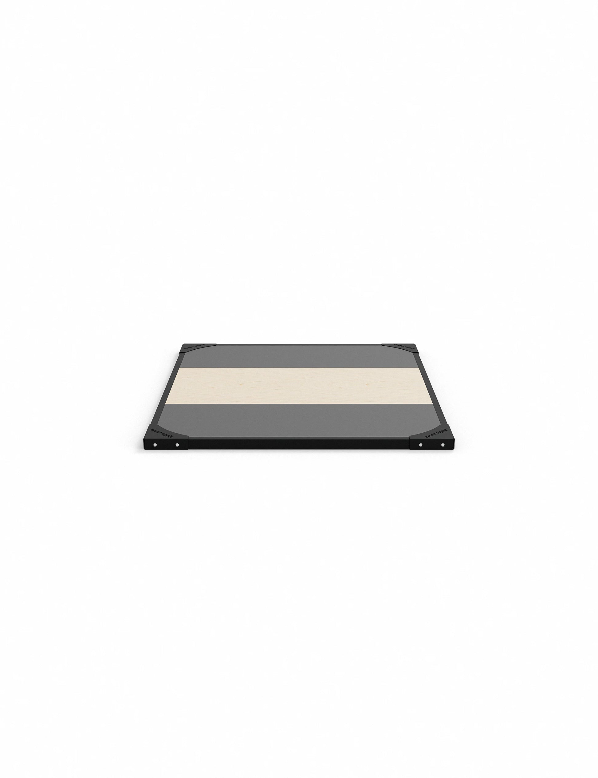 Lifting Plattform mit Dämpfung 2m – Seitenansicht mit Stahlrahmen, Shock-Absorb-Pads und 1m x 2m Holzplatte