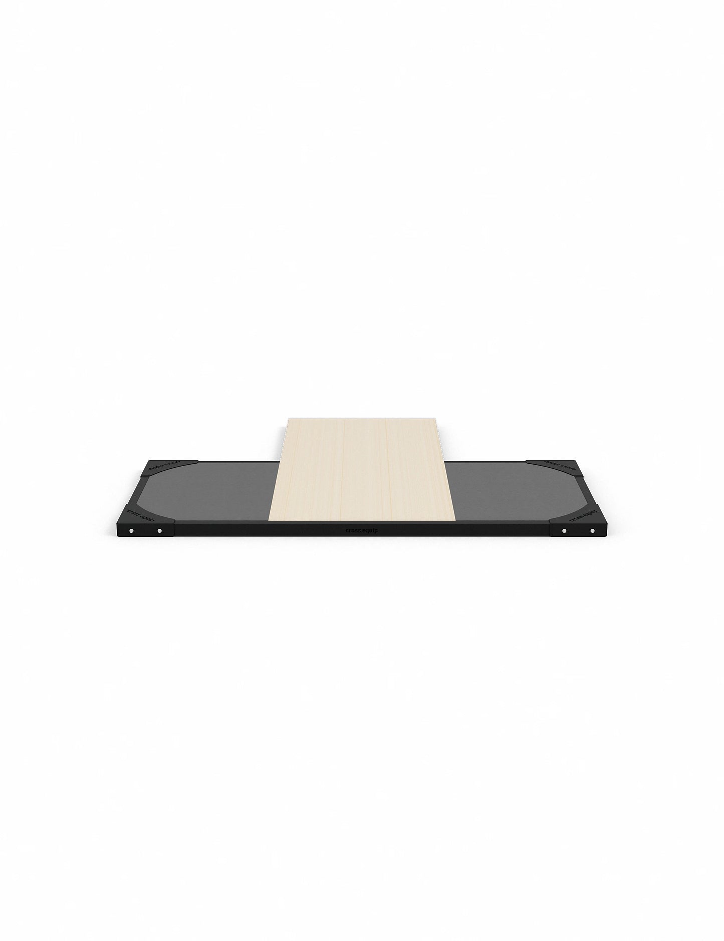 Lifting Plattform für Power Rack mit Dämpfung – Frontansicht der Liftingfläche mit Drop-Zonen und Holz bis ins Rack