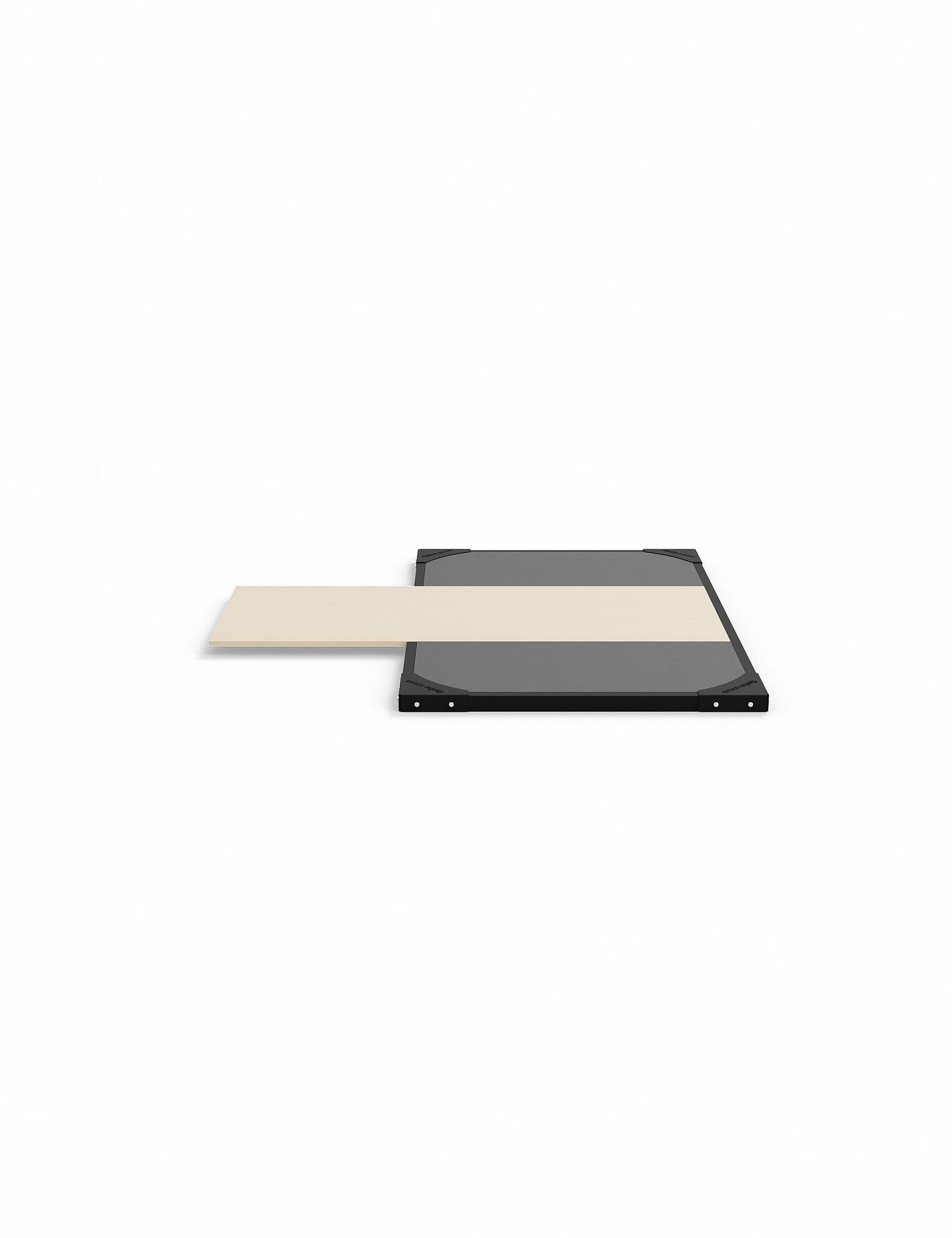 Lifting Plattform für Power Rack mit Dämpfung 1.5m x 2.5m – Seitenansicht mit Stahlrahmen und durchgehender 1m x 2.5m Holzplatte