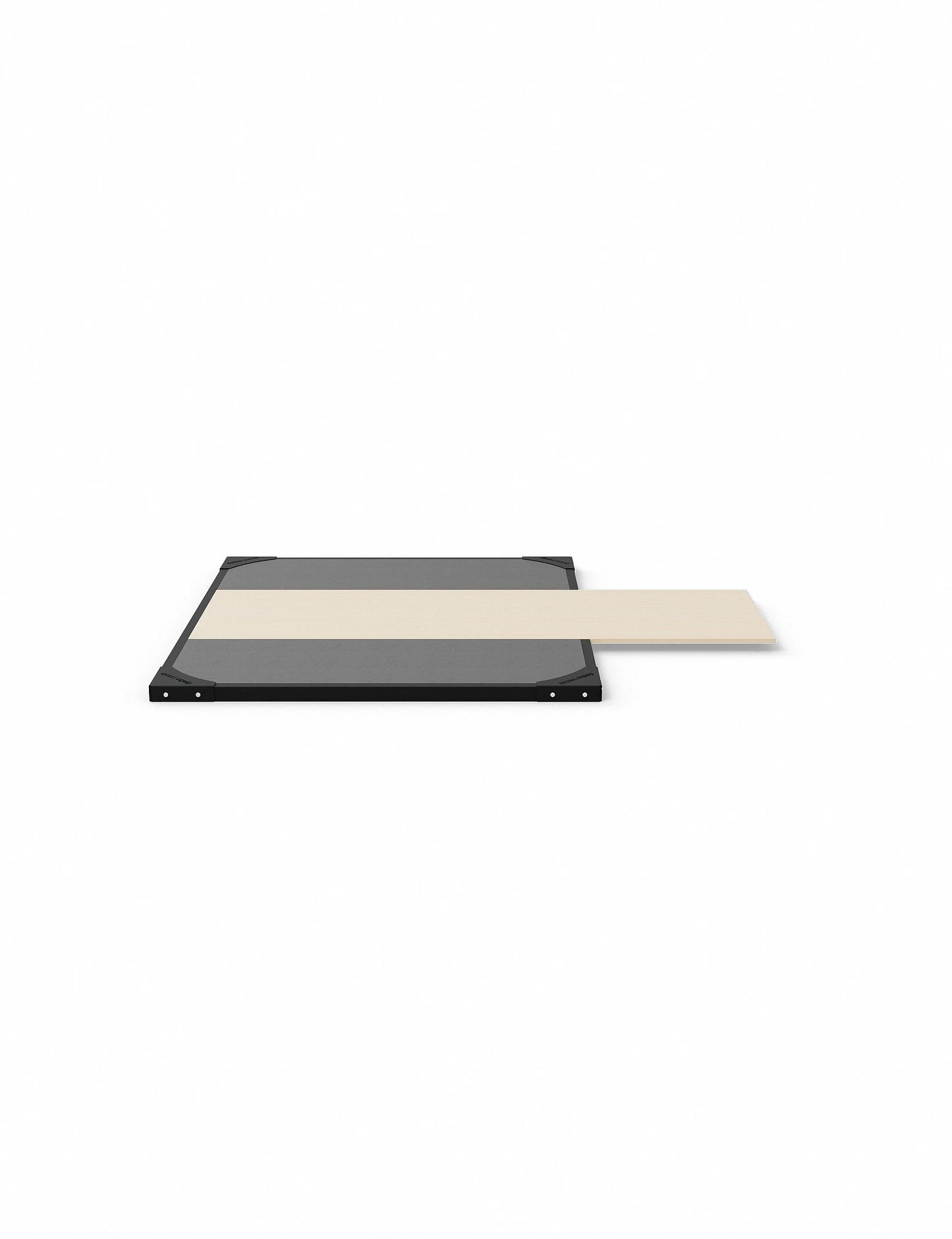 Lifting Plattform für Power Rack mit Dämpfung 2m x 2.5m – Seitenansicht mit Stahlrahmen und durchgehender 1m x 3m Holzplatte