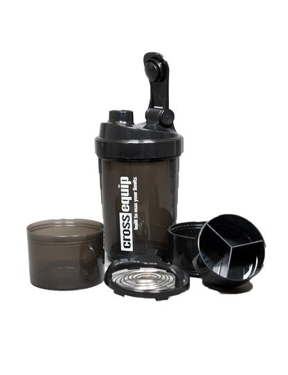 Shaker Bottle black 500ml inkl. extra Behälter + Mischfeder