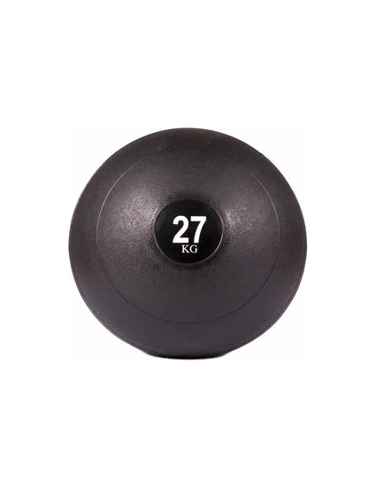 cross equip Slam Ball 27 kg – schwarzer, texturierter Slam Ball mit 27-KG-Gewichtsangabe, Frontansicht auf weissem Hintergrund