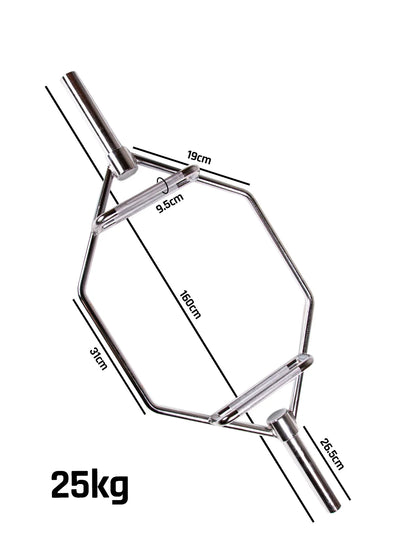 Trap Bar – Masszeichnung mit 160 cm Länge und 50 mm Aufnahme – cross equip